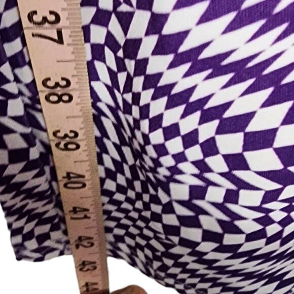 SHEIN Purple Op Art Groovy Bell Bottoms Flared High Waist Pants - Picture 10 of 11